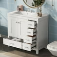 thumbnail image 5 of Harper & Bright Designs 36" Bathroom Vanity with Ceramic Sink Combo, Bathroom Cabinet with Ceramic Top and 5 Drawers & 2 Soft Close Doors, White, 5 of 16