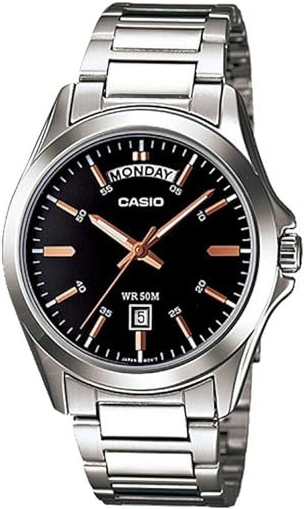 Casio Men's Silver Watch, Day and Date, Stainless Steel, Quartz