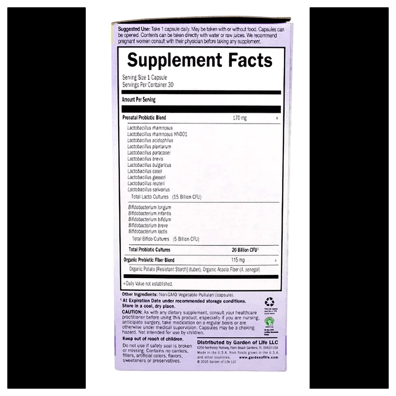 Garden of Life Dr. Formulated Probiotics Once Daily Prenatal Shelf Stable 30 Capsules