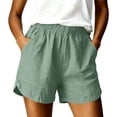 thumbnail image 2 of Neewe Womens Cotton Loose Casual Shorts Summer Plain Elastic Waist Comfy Shorts with Pockets, 2 of 7
