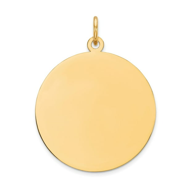 Solid 14k Yellow Gold Round Disc Pendant (Length:28mm|Width:21mm ...