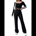 thumbnail image 3 of Conjunto de Dos Piezas Deportivo de Estilo Minimalista, Versátil, de Dos Piezas, para Desplazamientos Diarios, con Top de Larga Tipo Gofre, Estilo 2025 Negro XL, 3 of 9