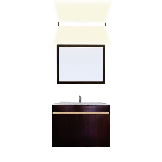 Gabinete De Baño Con Lavabo VINVENT Con Espejo Y Lampara