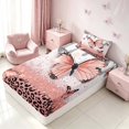 thumbnail image 5 of Homewish Pink Butterfly Twin Sheets for Girls, Glitter Leopard Print Bedding, 3-Piece (1 Flat Sheet, 1 Fitted Sheet and 1 Pillowcase), 5 of 6