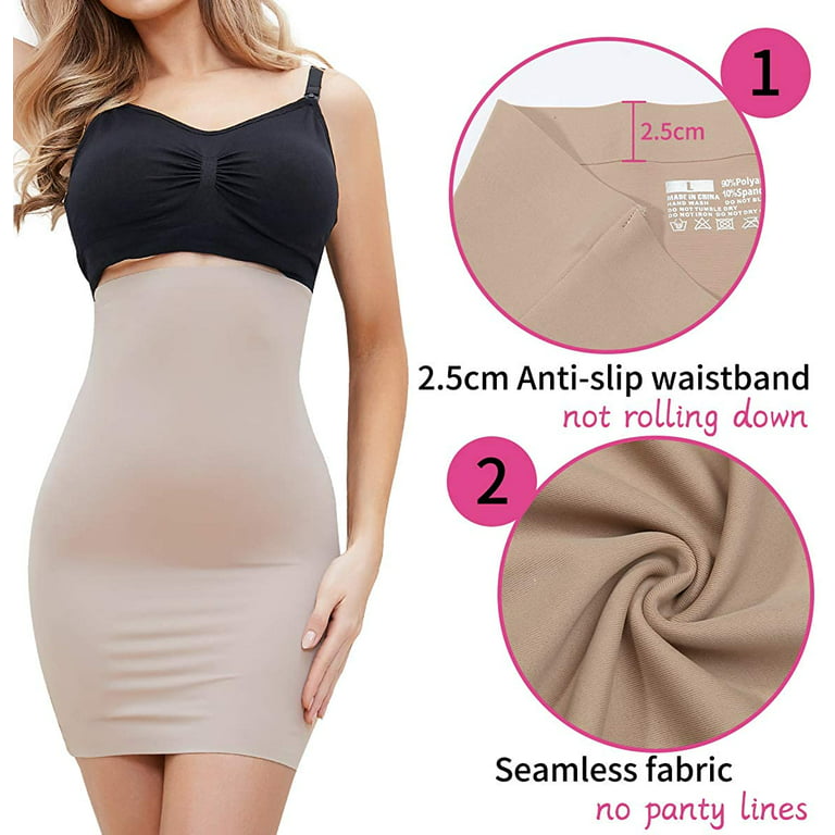 VASLANDA Half Slips for Women Under Dresses Skirt Shaperwear Slips Tummy  Control Seamless Slimming Slip 