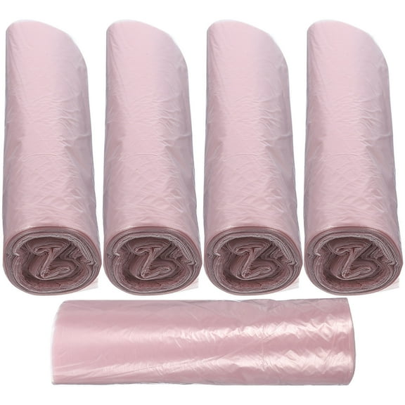 Soimiss Pink Plastic Trash Bags for Home Use 5 Rolls Strong Polyethylene Kitchen and Bathroom Garbage Bags