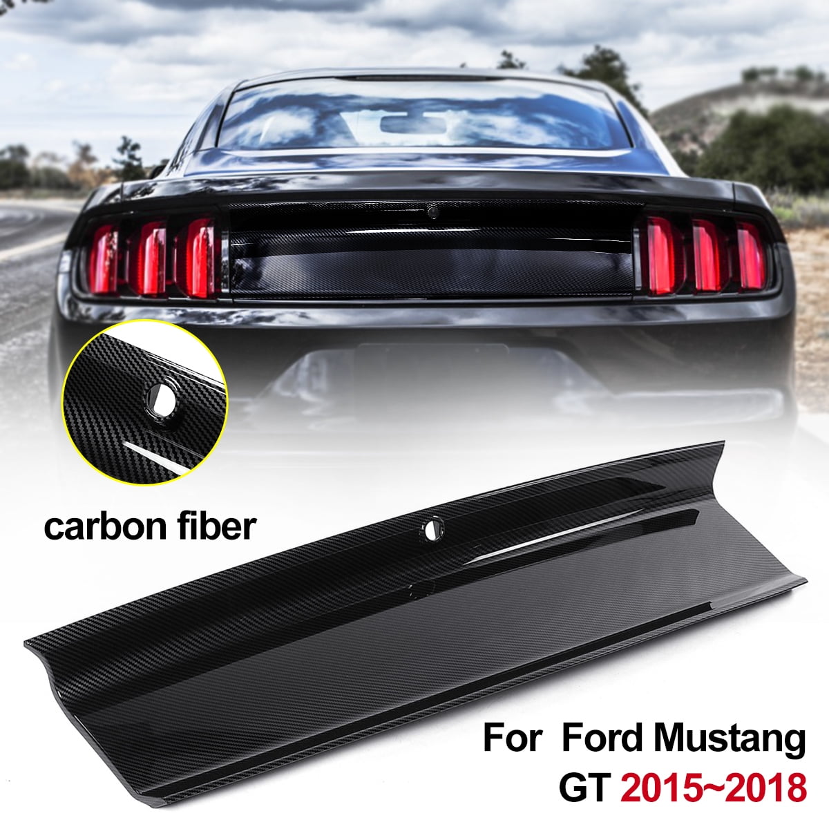 Carbon Fiber Rear Lid Trunk Deck Moulding Trim Overlay For Ford Mustang