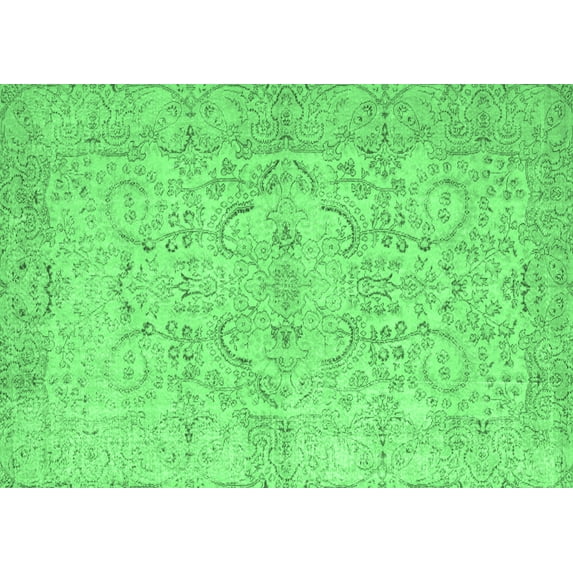 Ahgly Company Indoor Rectangle Abstract Emerald Green Contemporary Area Rugs, 6' x 9'