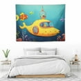 thumbnail image 3 of GOSMITH  Yellow Submarine Tapestry, Nautical Colorful Fish Underwater Jellyfish Seahorse Shells Starfish, Wide Wall Hanging for Bedroom Living Room Dorm, 40x30, 3 of 7