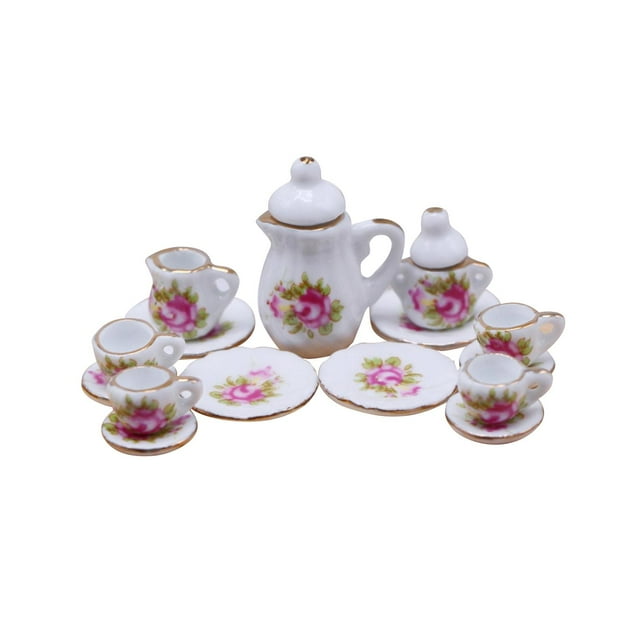 15x 1/12 casa de muñecas miniatura tetera taza juego de té miniatura 1:12 casa de muñecas cerámica estilo chino accesorios de fotografía para sala de CUTICAT Tetera en miniatura