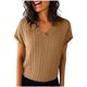 thumbnail image 1 of Mujeres Manga Larga Tops Moda Color Sólido Blusa de Lino con Botones Decorativos Y Rayas Cuello Redondo, Casual 3/4 Manga Tee para la Primavera Trajes Diarios, 1 of 6
