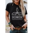 thumbnail image 2 of Women's Black Western Pattern Print Slim Fit Crew Neck T-Shirt, 2 of 7
