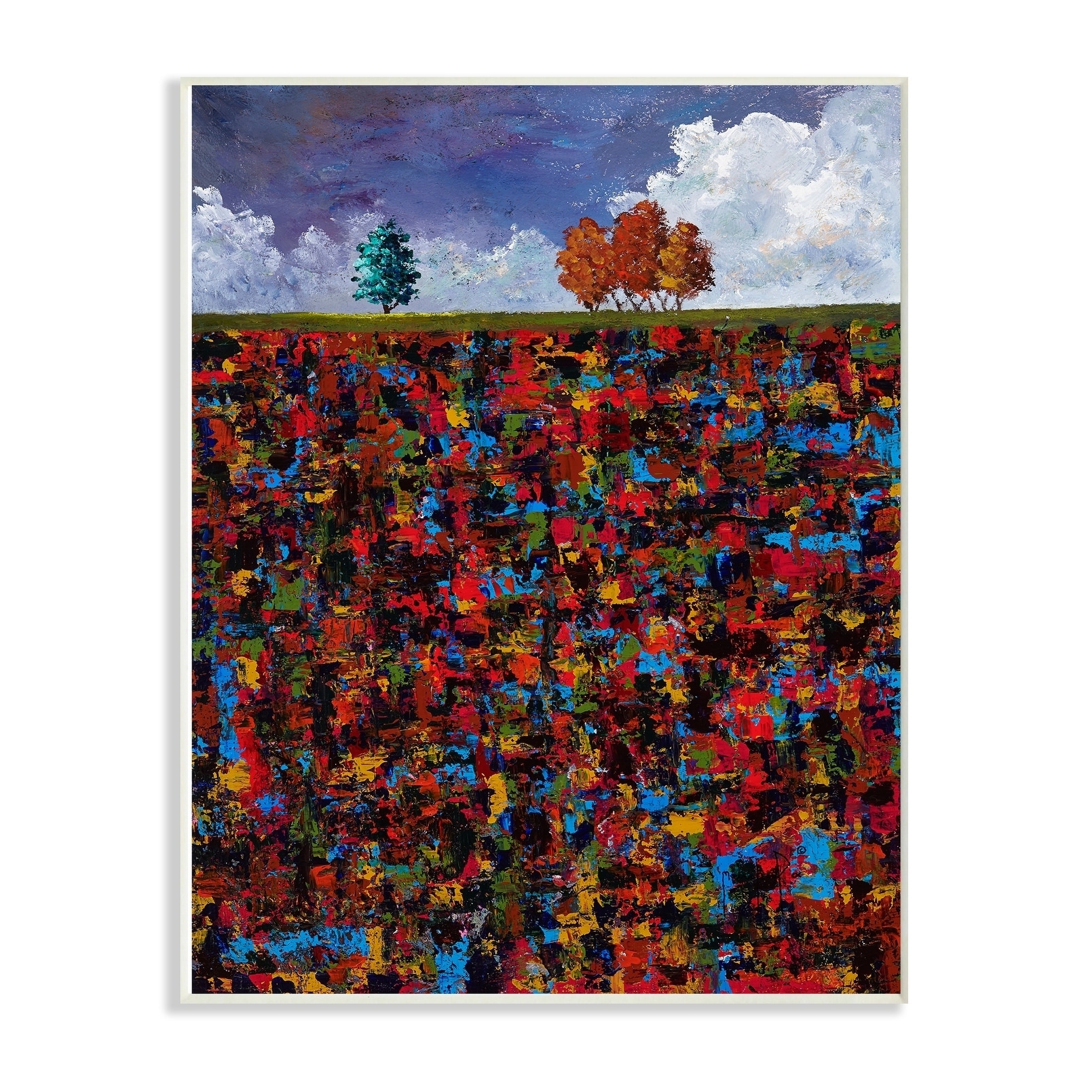 The Stupell Home Decor Collection Abstract Texture Autumn Trees in the Sky Wall Plaque Art, 10 x 0.5 x 15