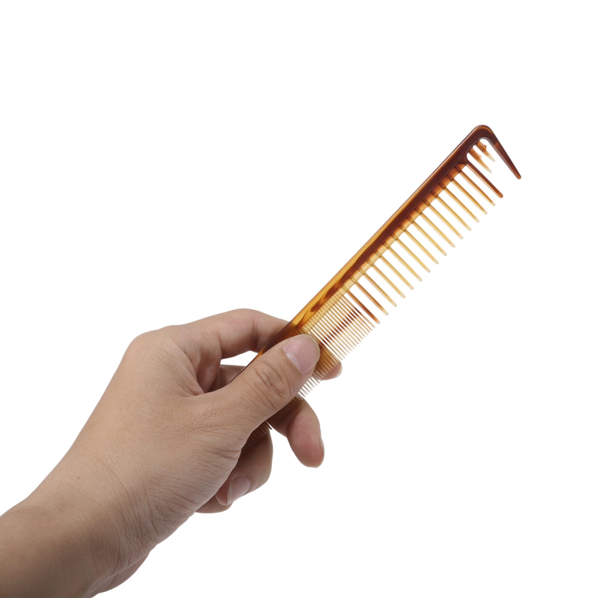 Unique Bargains 1 Pc Women Portable Two-Color Flat Comb for Curly Hair Amber