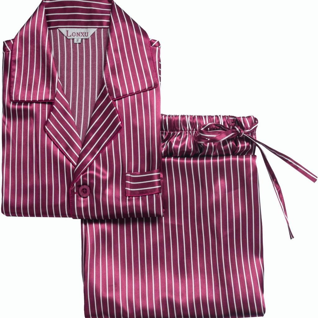 LONXU Men's Pajamas Sets Silk Like Sleepwear Soft PJs Plus XXXXL