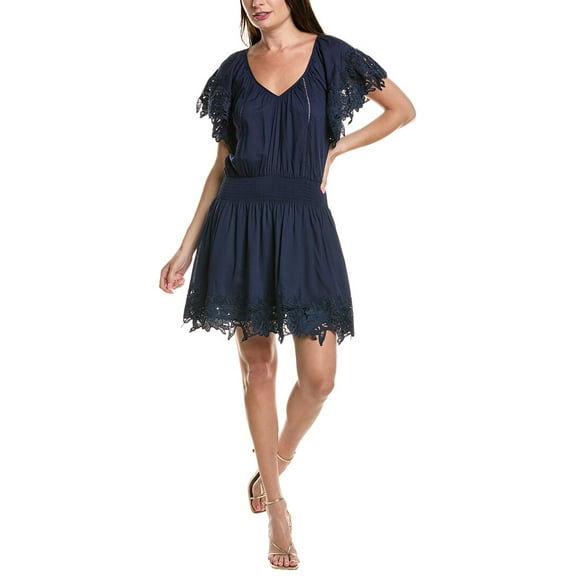 Ramy Brook womens Jacy Linen-Blend Mini Dress, XL, Blue