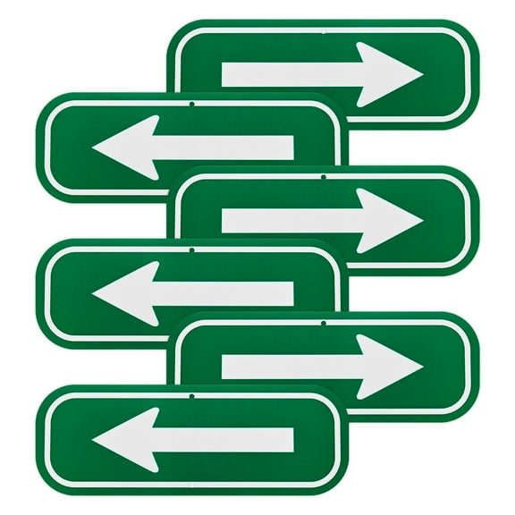 Uxcell 6-Pack White Arrow Signs, 9.84 x 3.54 Aluminum Reflective One-way Arrow Sign for Outdoor Lawn Garden Decorations, Street Sign [Green/White]
