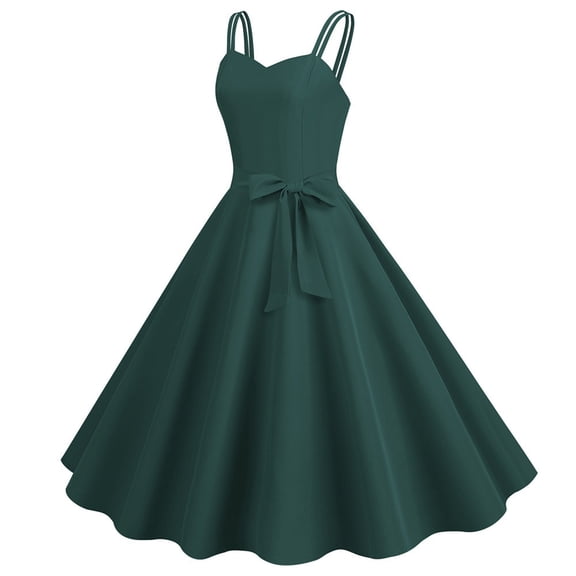 Icvfdpl Womens Casual Dresses Sleeveless 1950S Housewife Evening Party Prom Leisure Sundress Hawaii Woman Clothing Multi-Color L