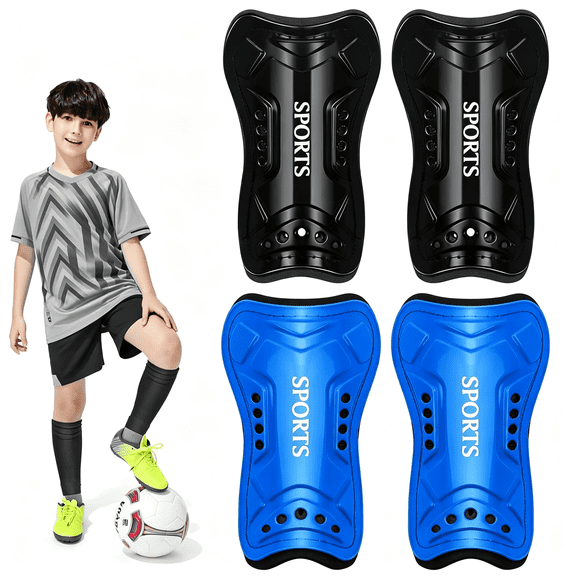 BESTSKY 2 Pairs Soccer Shin Guards for Toddler Kids Youth,Soccer Shin Pads with Adjustable Double Strap for 3-14 Years Teens Lightweight Calf Protective Gear for Football Soccer