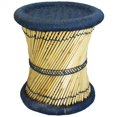 thumbnail image 1 of Natural Geo Moray Accent Stool - Handwoven Blue, 1 of 5