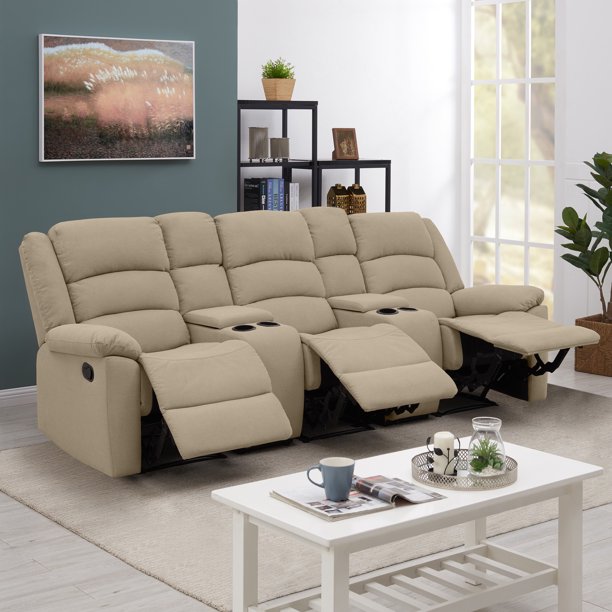 ProLounger Wall Hugger Storage Reclining Sofa in Barley Tan Plush Low