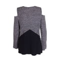 thumbnail image 2 of Style & Co Colorblocked Cold Shoulder Sweater Bluewarm Ivory L, 2 of 3