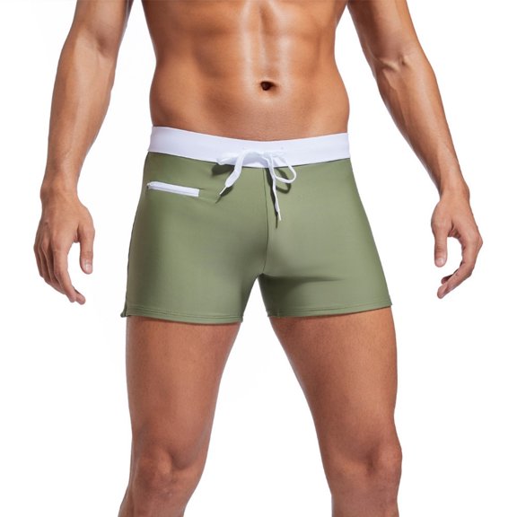 Wyobmus Mens Swim Trunks Compression Boxer Quick Dry Breathable Fit Hawaii Beach Shorts Swimwear Bathing Suits A-Olive Green