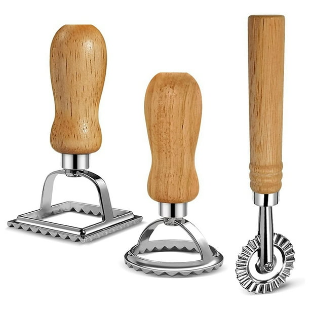 Ravioli Pasta Cutter Set, Ravioli Stamp Maker with Wooden Handle for