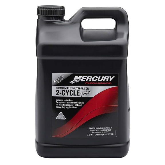Mercury 858028K01 Premium Plus TC-W3 2-Stroke Marine Engine Oil Synthetic Blend for Outboards, 2.5 Gallons