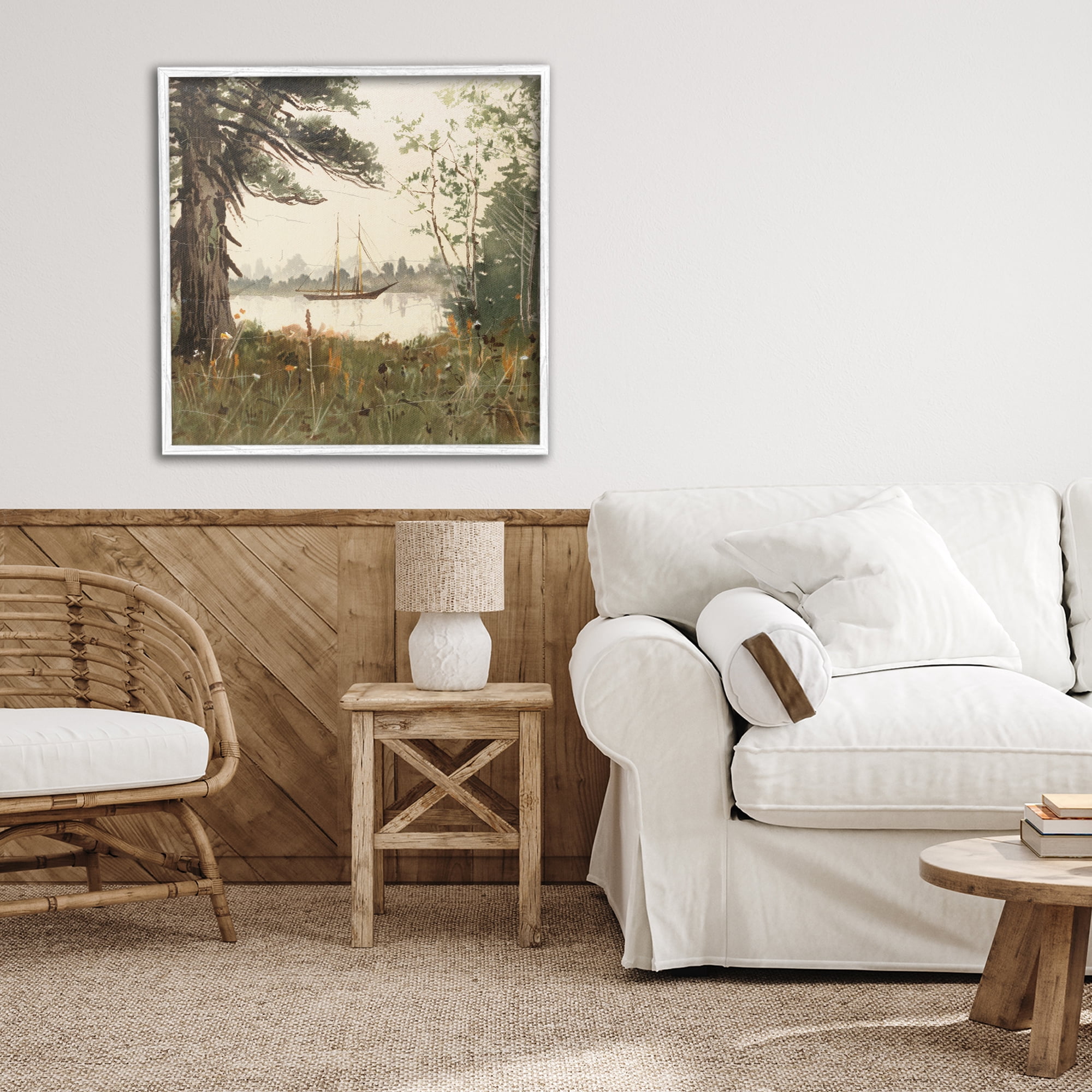 Stupell Industries Boating View Through Trees White Framed Giclee Art, design by Lula Bijoux & co.