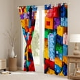 thumbnail image 3 of Manfei Building Blocks Blackout Curtains Set of 2 (52x84 Each),3D Geometric Game Window Curtains,Colorful Toy Brick Curtains and Drapes For Kids,Breathable Home Decor, 3 of 6