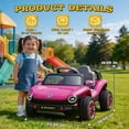 thumbnail image 6 of Track Seven 12V Ride on Car, Licensed Volkswagen Beetle Kids Electric Car with Remote Control, Bluetooth, USB, Rear Storage, LED Light, 2WD, Electric Ride on Toy Car for Kids Toddlers Aged 3+, Pink, 6 of 9