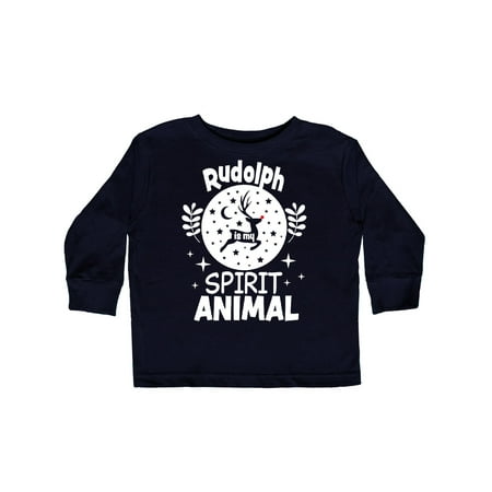

Inktastic Christmas Rudolph is My Spirit Animal with Reindeer Silhouette Gift Toddler Boy or Toddler Girl Long Sleeve T-Shirt