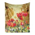 thumbnail image 1 of Fine Art Soft Flannel Fleece Throw Blanket, Poppy Blooms Meadow Opium Countryside Composition Idyllic Herbal Painting Print, Cozy Plush for Indoor and Outdoor Use, 60" x 80", Multicolor, by Ambesonne, 1 of 6