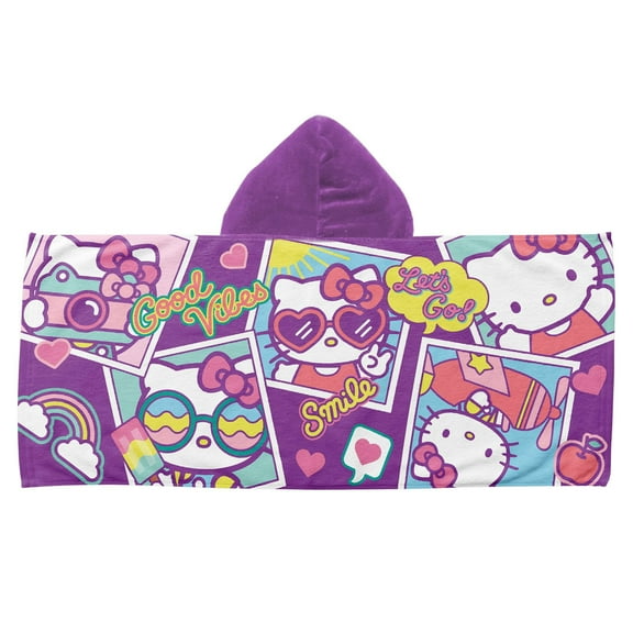Hello Kitty Lets Go 22in x 5in Juvy Hooded Towel