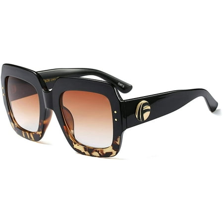 FEISEDY Oversized Square Sunglasses Multi Tinted Glitter Frame Stylish Inspired B2276