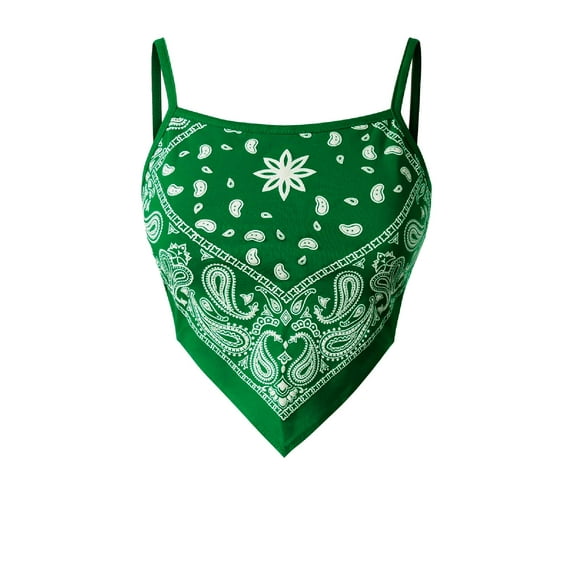 Made by Olivia Women's Plain Stretchy Asymmetric Tie Knob Open Back Bandana Crop Top Shirt- Made in USA