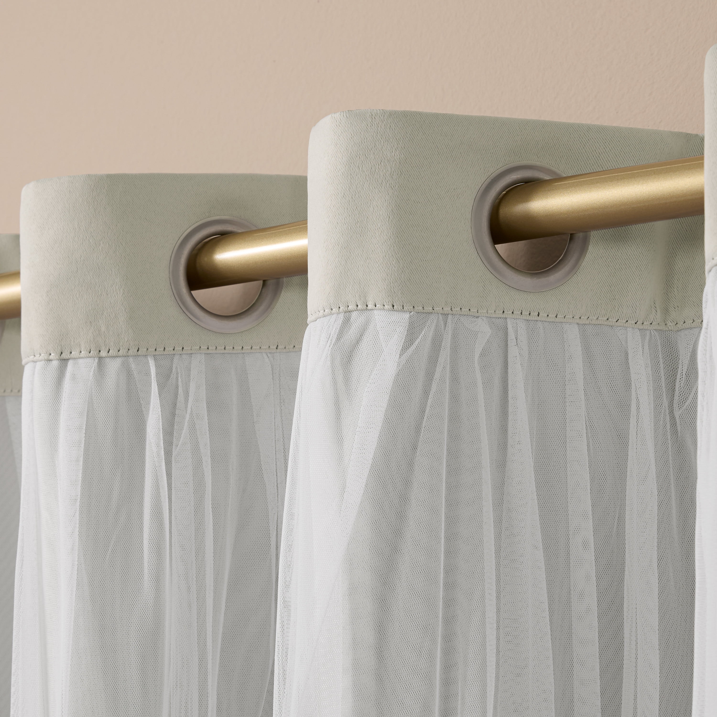 TOWN & COUNTRY LUXE Talia Double Layer Indoor Curtains, Sheer and Room Darkening Blackout, Grommet Top, Energy Efficient, 2-Pack Set, 52"x96", Cloud Grey