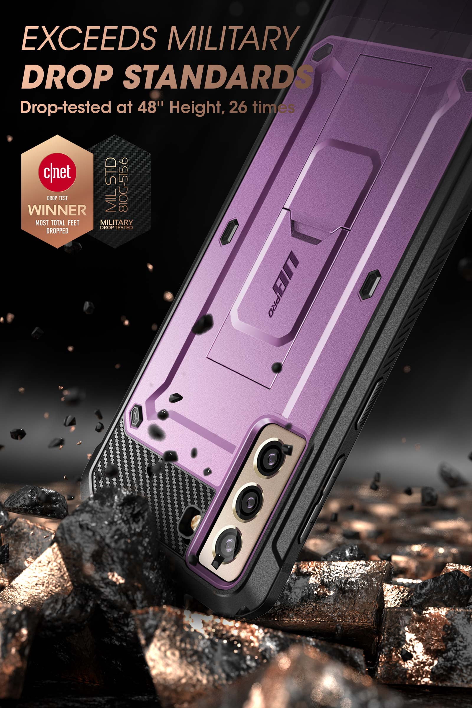 SUPCASE Unicorn Beetle Pro Series Case Designed for Samsung Galaxy S21 Plus 5G (2021 Release), Full-Body Dual Layer Rugged Holster & Kickstand Case Without Built-in Screen Protector (Violte)