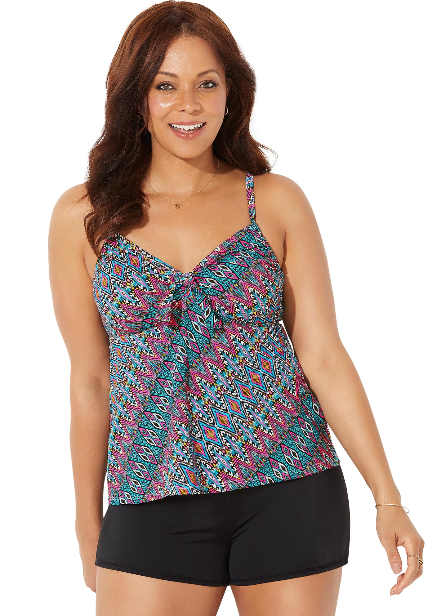 Tie Front Underwire Tankini Set 