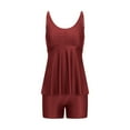 thumbnail image 6 of CALAFEBILA Tankini Swimsuits Womens Modest 2 Piece Pools Solid Summer Pleated Bathing Suits, 6 of 8