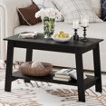 thumbnail image 1 of OUYAWEI 2-Tier 31.49Inch Coffee Table for Living Room, Industrial Coffee Table with Storage Shelf,Farmhouse Center Table,Rectangle Wood and Stable,Space Saving Easy Assembly,Black, 1 of 8