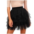 thumbnail image 5 of Felirenzacia Tulle Skirts for Women Mini Fairy Skirt Tutu A-Line Mesh Layered High Elastic Waist Skirts, Black,XL, 5 of 5