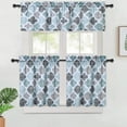 thumbnail image 2 of Moroccan Kitchen Curtains Tier & Valance Set, Lattice Pattern Cotton Blend Cafe Bathroom Curtains for Small Windows,Gray/Teal 58"*24"*2+58"*15", 2 of 7
