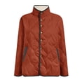 thumbnail image 6 of felwors Women's Quilted Barn Jackets Trendy Puffer Coats Quilted Bomber Jacket Lightweight Warm Winter Outerwear with Pockets Orange, XS, 6 of 8