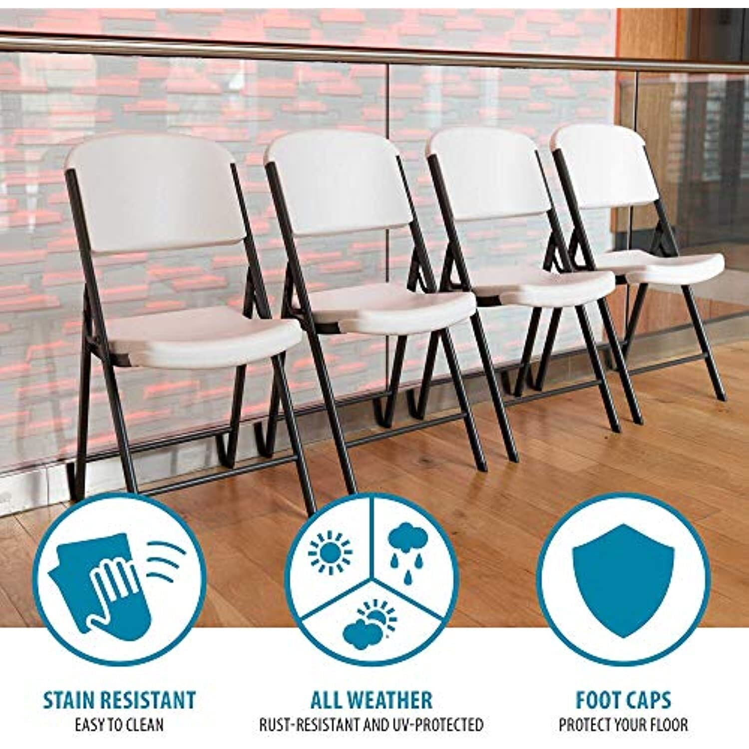 KOW Folding Chairs 4 Pack,Commercial Plastic Folding Chairs 34