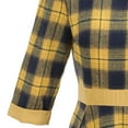 thumbnail image 5 of Adeawade Christmas Dresses For Women 2025 Plaid High Neck Dress Three Quarter Sleeve Xmas Bow Tie Waist A Line Skirt Basic Wear Yellow S, 5 of 5
