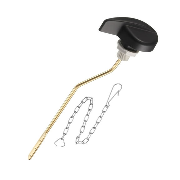 Universal Toilet Handle Replacement, 1 Pcs Toilet Flush Handle with Stainless Steel Chain, Zinc Alloy Toilet Handle Lever, Black Handle(1.7inch Width)