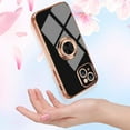thumbnail image 3 of Compatible with Rose Gold iPhone 13 Pro Max Case with Lanyard Strap for Women Girls Kickstand Ring Holder 360 TPU Rotation Ring Case with Magnetic Mount Slim Luxury Case Black, 3 of 13