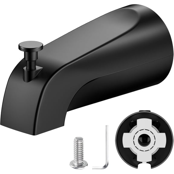 Universal Bathtub Tub Spout with Diverter, Fits 1/2" Slip-Fit Copper Pipe Connection, Pull Down Bathtub Faucet Spout Replacement, Easy Installation (Matte Black)